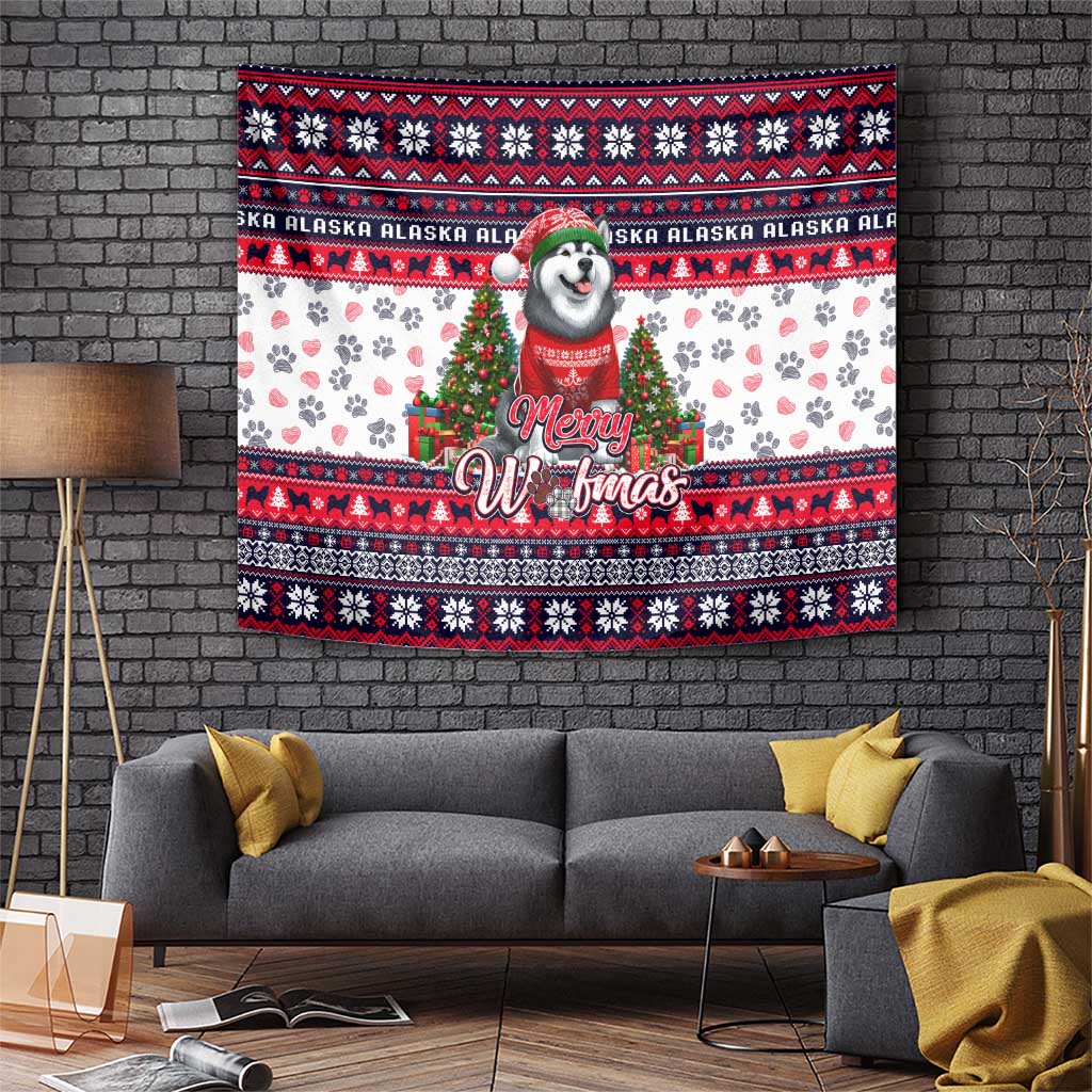 Alaska Merry Woofmas Tapestry Christmas Dog Art Style - Wonder Print Shop