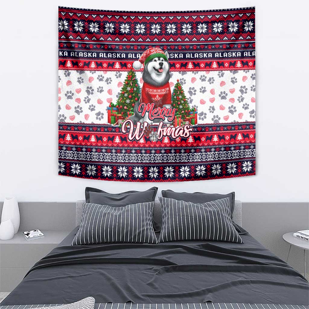 Alaska Merry Woofmas Tapestry Christmas Dog Art Style - Wonder Print Shop