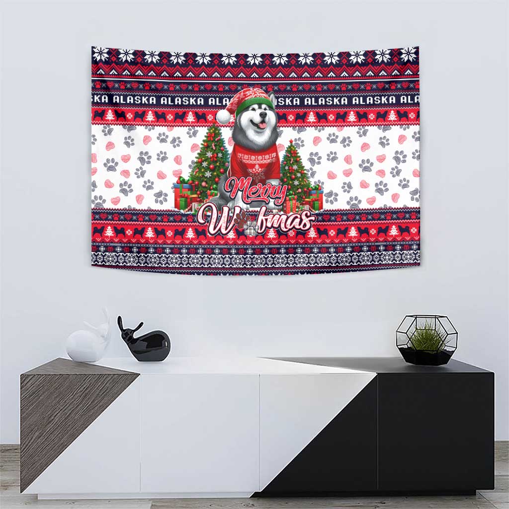 Alaska Merry Woofmas Tapestry Christmas Dog Art Style - Wonder Print Shop