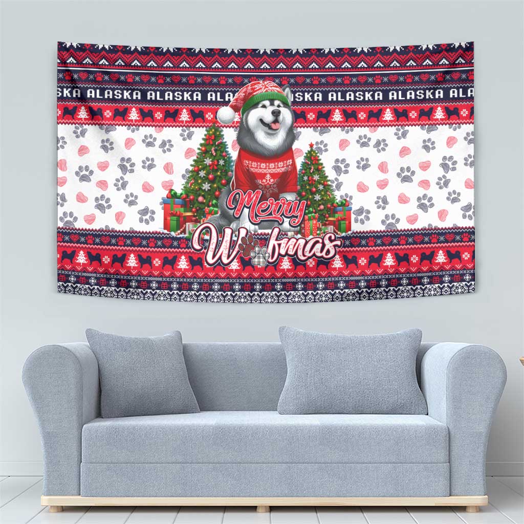 Alaska Merry Woofmas Tapestry Christmas Dog Art Style - Wonder Print Shop