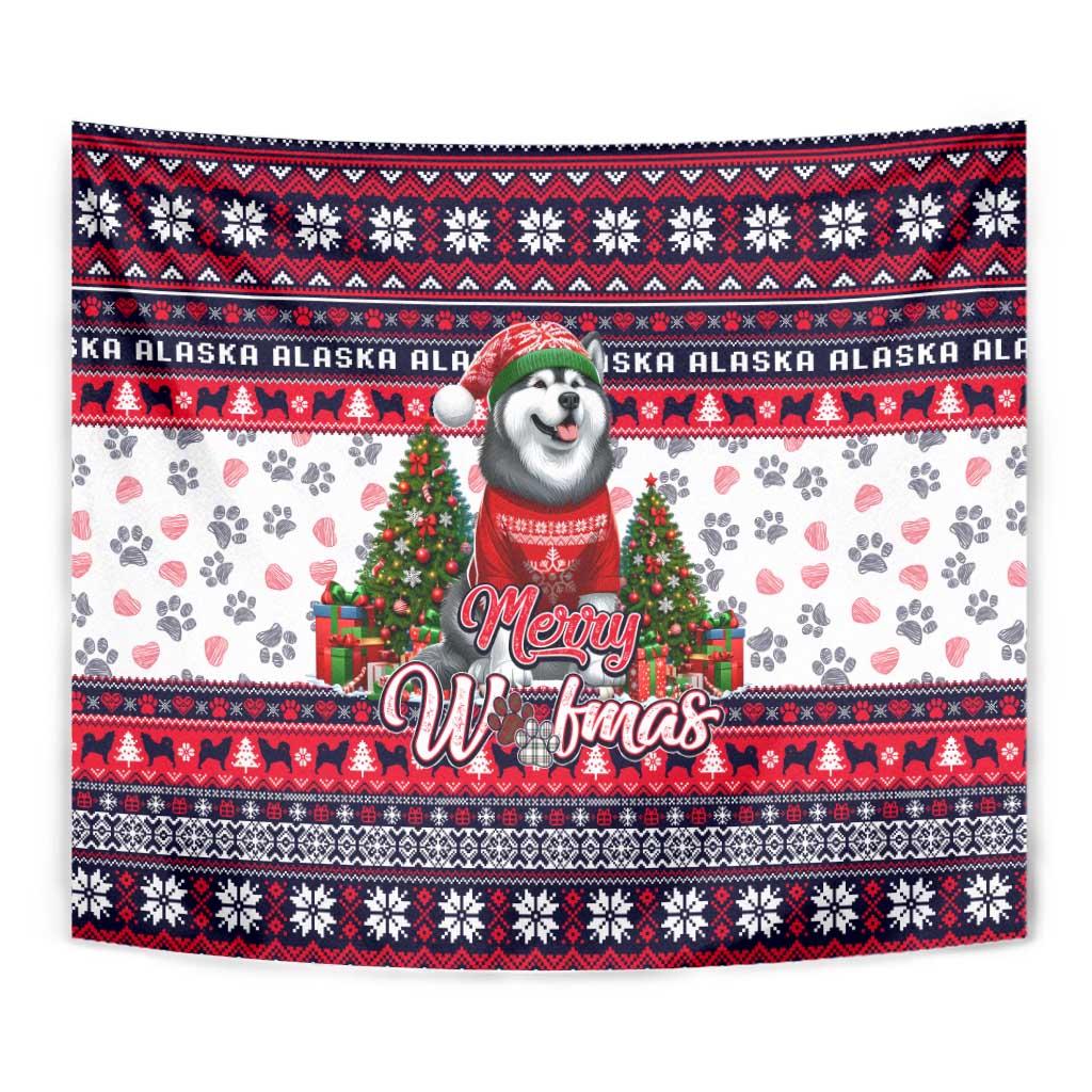 Alaska Merry Woofmas Tapestry Christmas Dog Art Style - Wonder Print Shop
