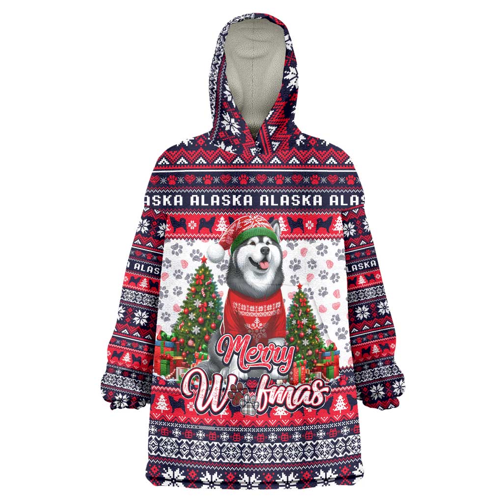 Alaska Merry Woofmas Wearable Blanket Hoodie Christmas Dog Art Style - Wonder Print Shop