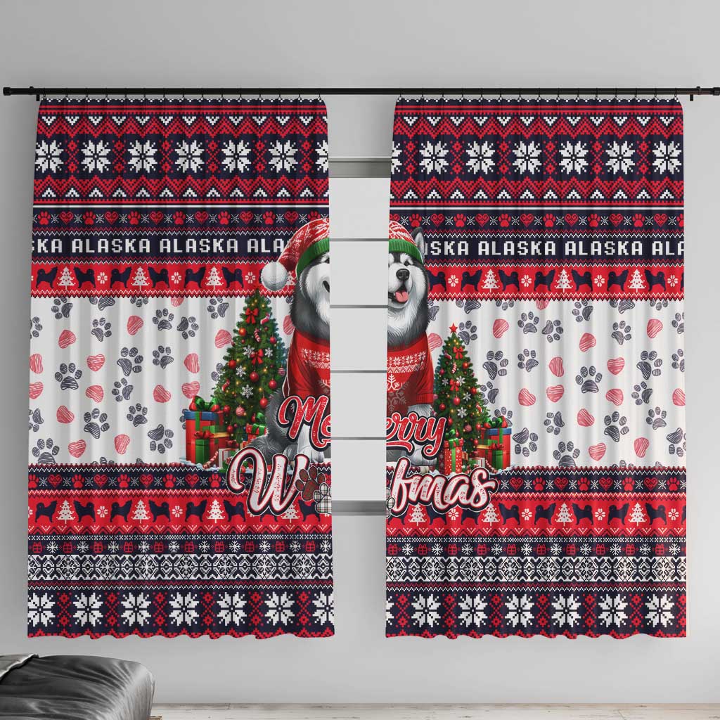 Alaska Merry Woofmas Window Curtain Christmas Dog Art Style - Wonder Print Shop