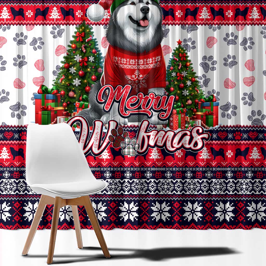 Alaska Merry Woofmas Window Curtain Christmas Dog Art Style - Wonder Print Shop