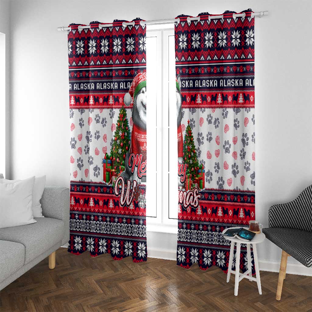 Alaska Merry Woofmas Window Curtain Christmas Dog Art Style - Wonder Print Shop