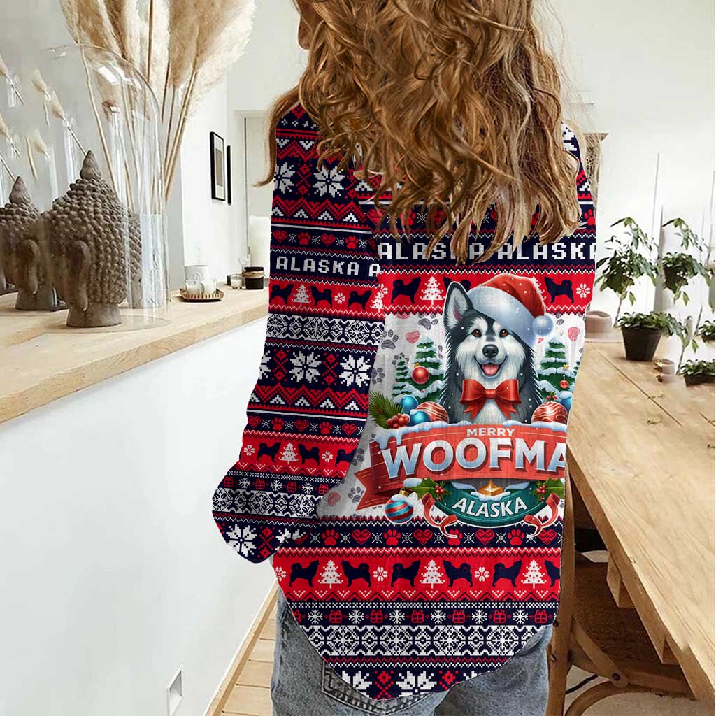 Alaska Merry Woofmas Women Casual Shirt Christmas Dog Art Style - Wonder Print Shop