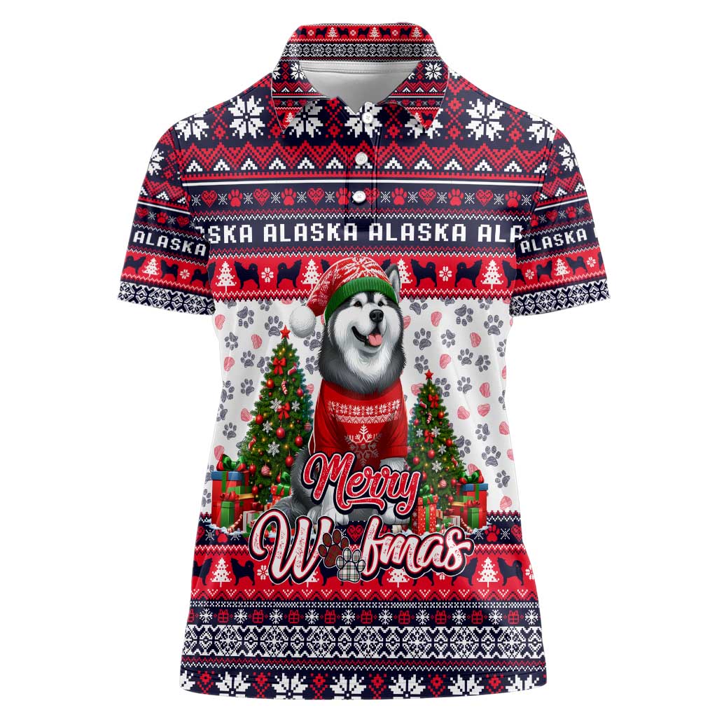 Alaska Merry Woofmas Women Polo Shirt Christmas Dog Art Style - Wonder Print Shop