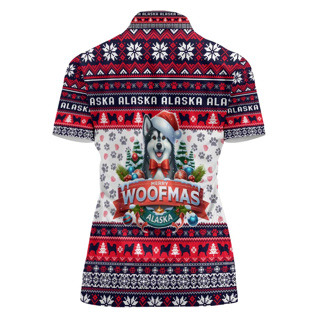 Alaska Merry Woofmas Women Polo Shirt Christmas Dog Art Style - Wonder Print Shop