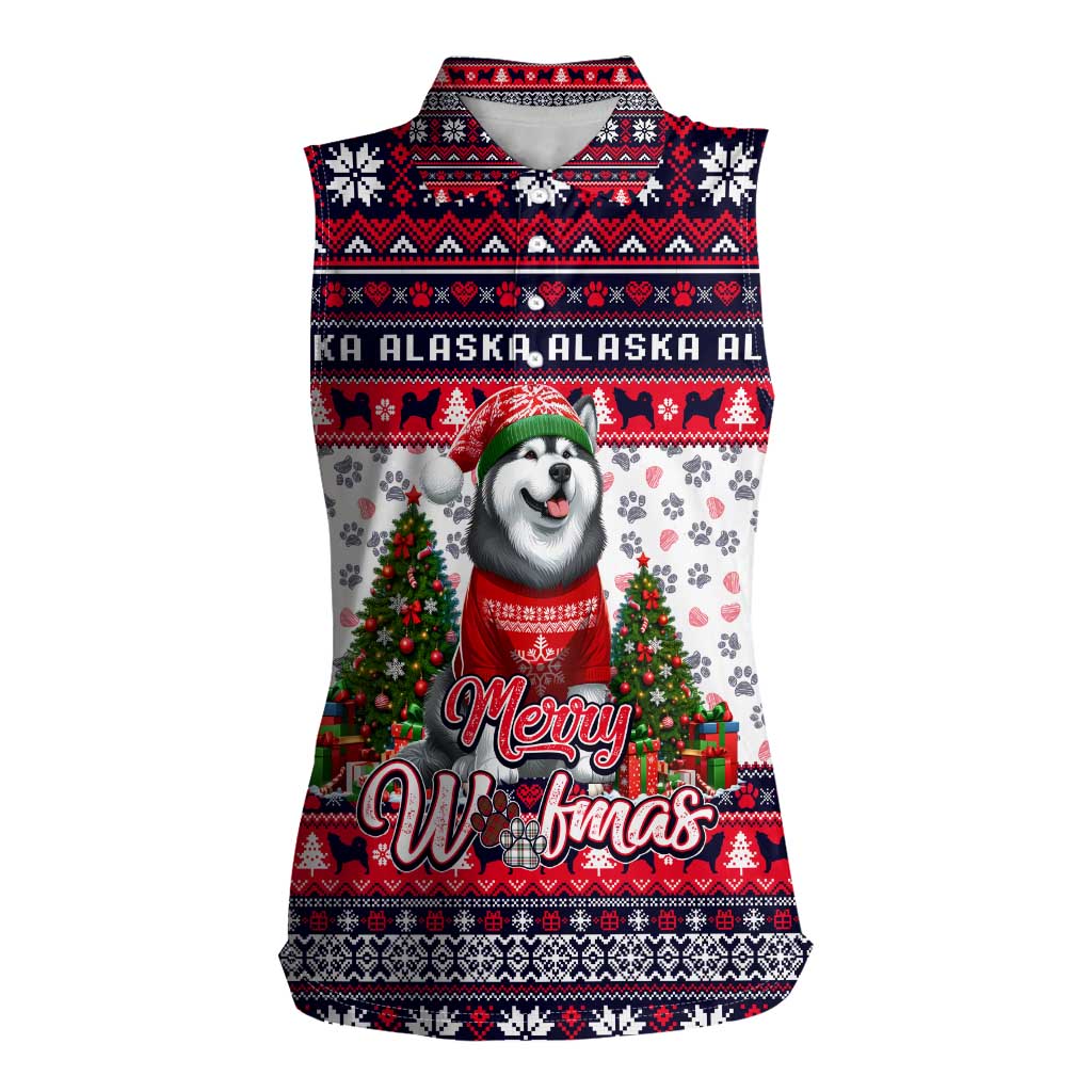 Alaska Merry Woofmas Women Sleeveless Polo Shirt Christmas Dog Art Style - Wonder Print Shop