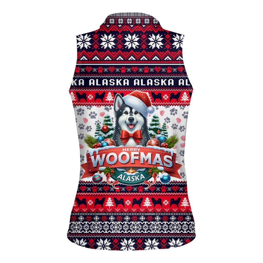 Alaska Merry Woofmas Women Sleeveless Polo Shirt Christmas Dog Art Style - Wonder Print Shop