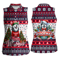 Alaska Merry Woofmas Women Sleeveless Polo Shirt Christmas Dog Art Style - Wonder Print Shop