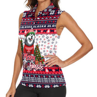 Alaska Merry Woofmas Women Sleeveless Polo Shirt Christmas Dog Art Style - Wonder Print Shop