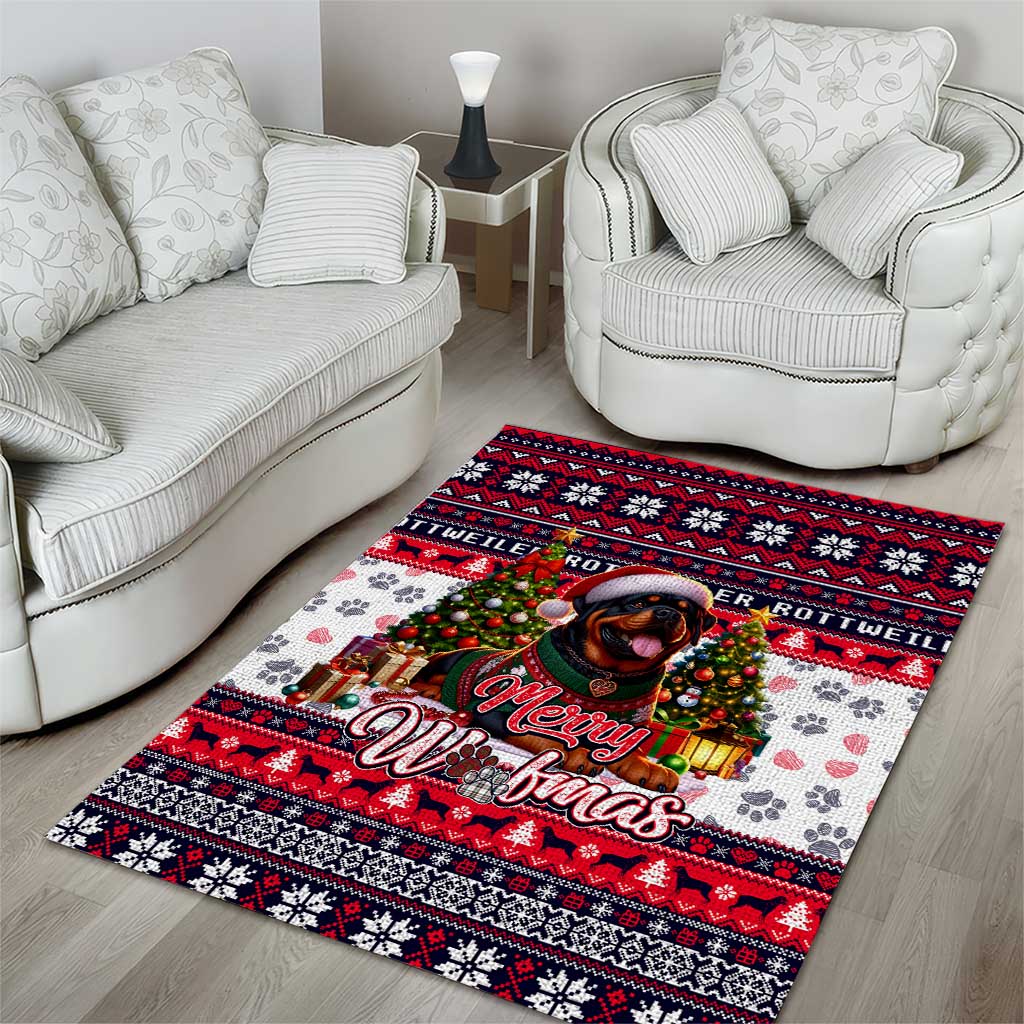 Rottweiler Merry Woofmas Area Rug Christmas Dog Art Style - Wonder Print Shop