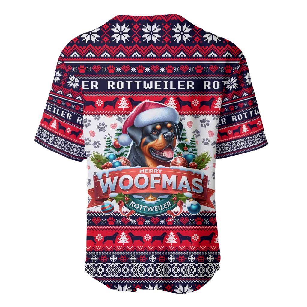 Rottweiler Merry Woofmas Baseball Jersey Christmas Dog Art Style - Wonder Print Shop