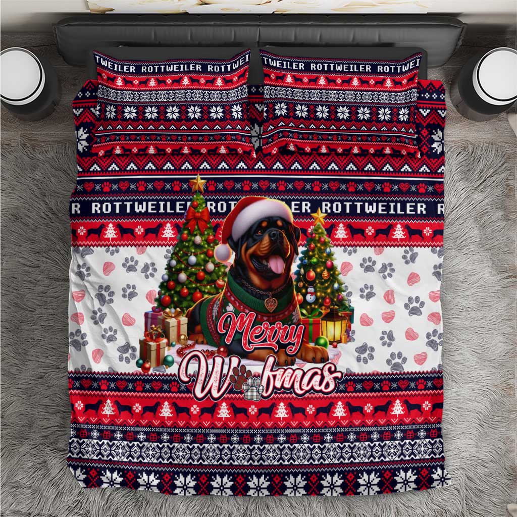 Rottweiler Merry Woofmas Bedding Set Christmas Dog Art Style - Wonder Print Shop