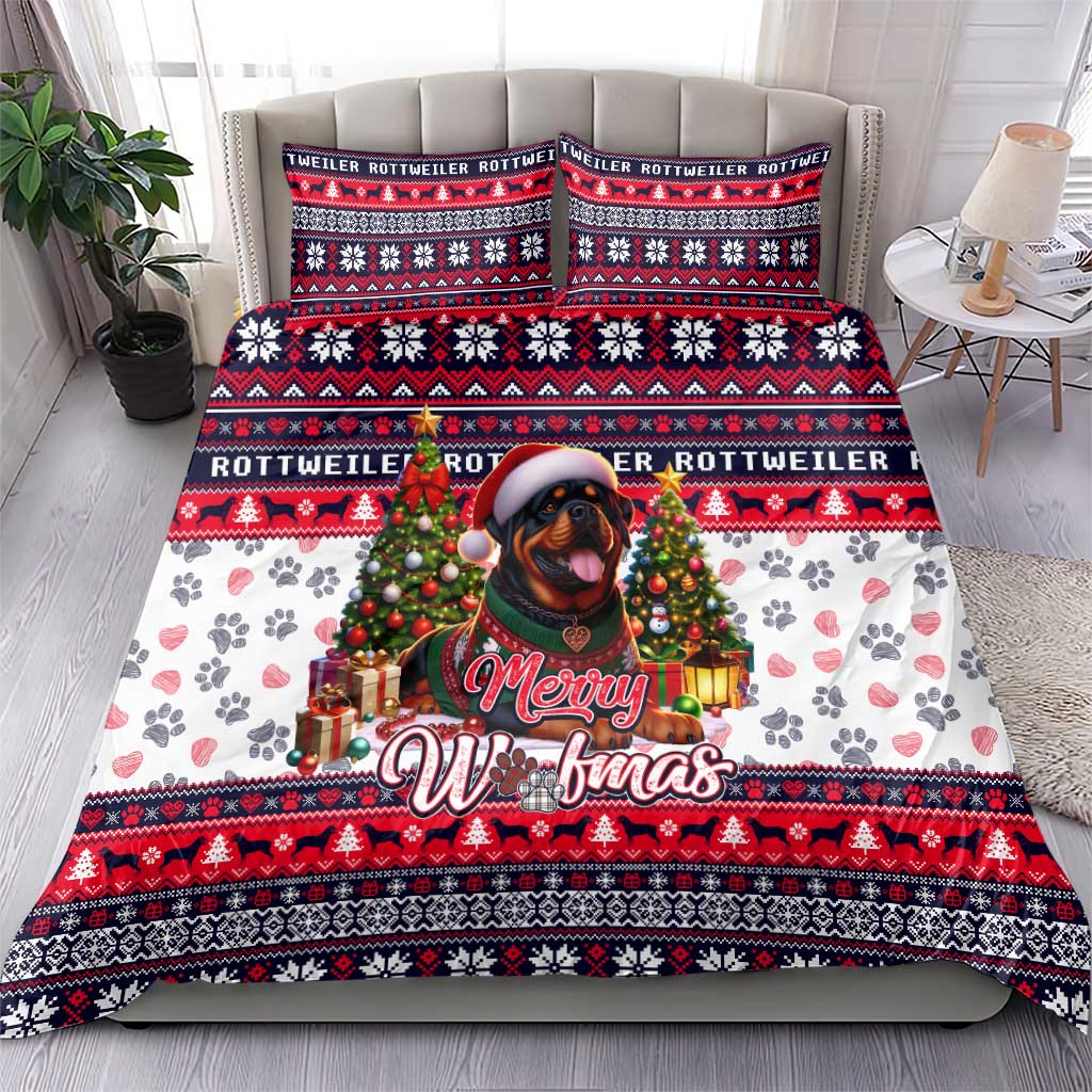Rottweiler Merry Woofmas Bedding Set Christmas Dog Art Style - Wonder Print Shop