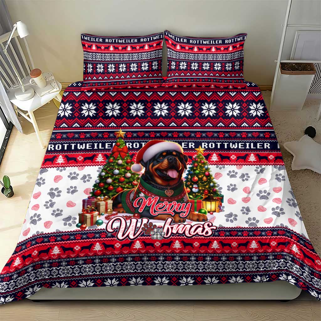 Rottweiler Merry Woofmas Bedding Set Christmas Dog Art Style - Wonder Print Shop