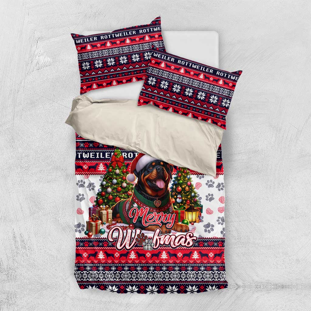 Rottweiler Merry Woofmas Bedding Set Christmas Dog Art Style - Wonder Print Shop
