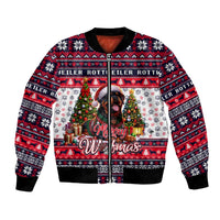 Rottweiler Merry Woofmas Bomber Jacket Christmas Dog Art Style - Wonder Print Shop