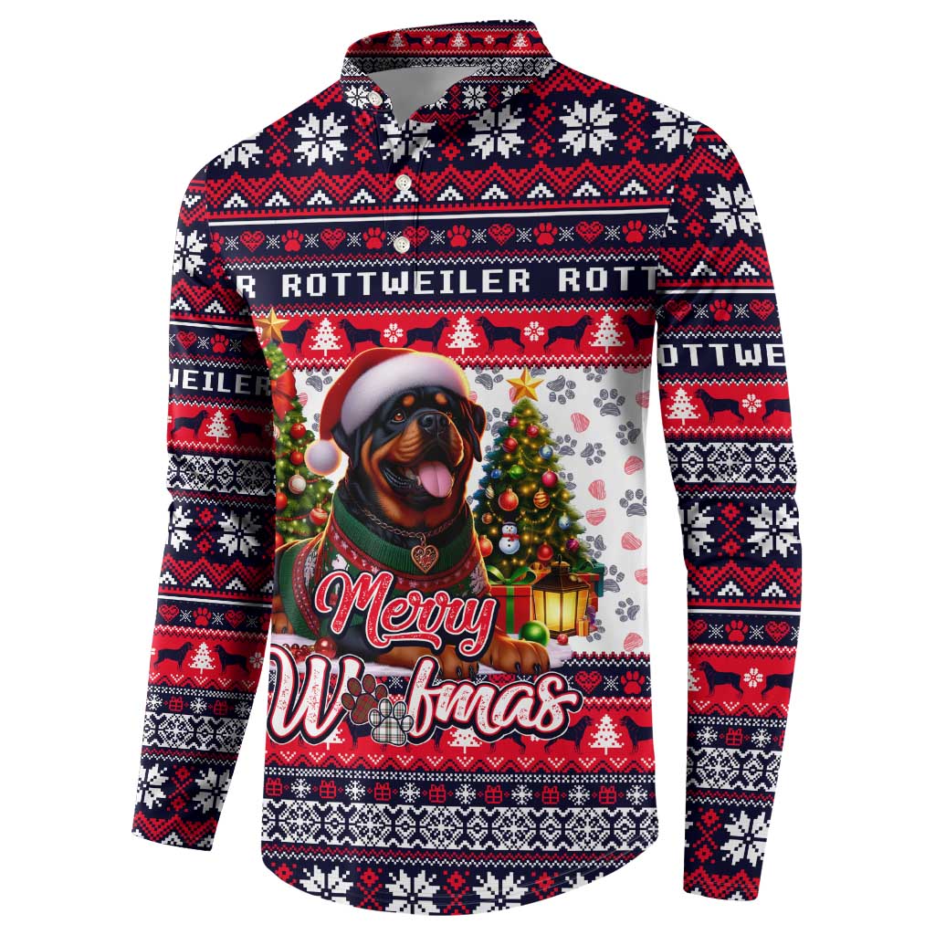 Rottweiler Merry Woofmas Button Sweatshirt Christmas Dog Art Style - Wonder Print Shop
