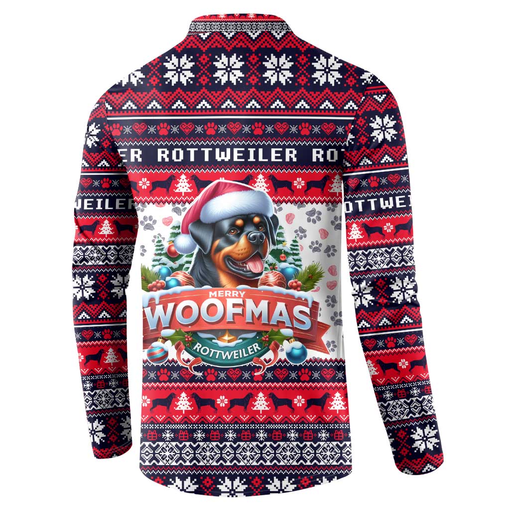 Rottweiler Merry Woofmas Button Sweatshirt Christmas Dog Art Style - Wonder Print Shop