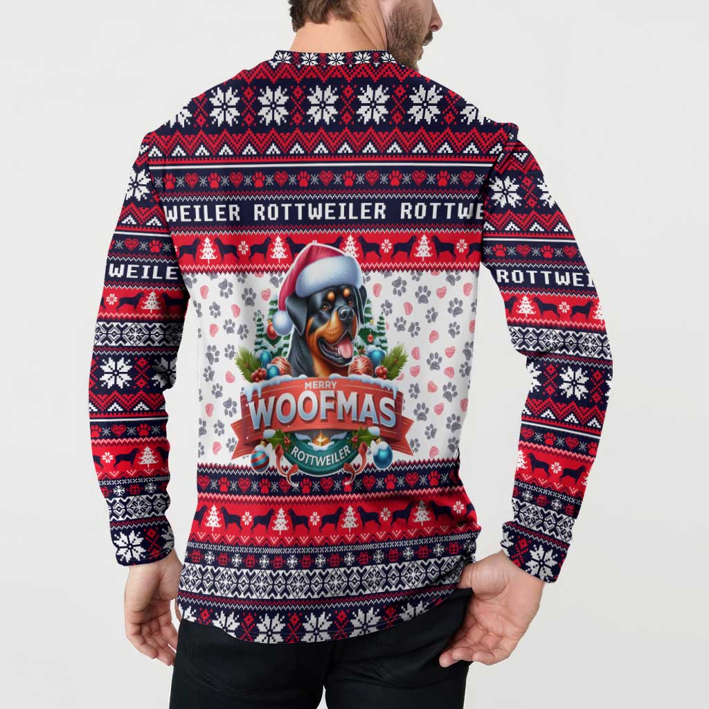 Rottweiler Merry Woofmas Button Sweatshirt Christmas Dog Art Style - Wonder Print Shop