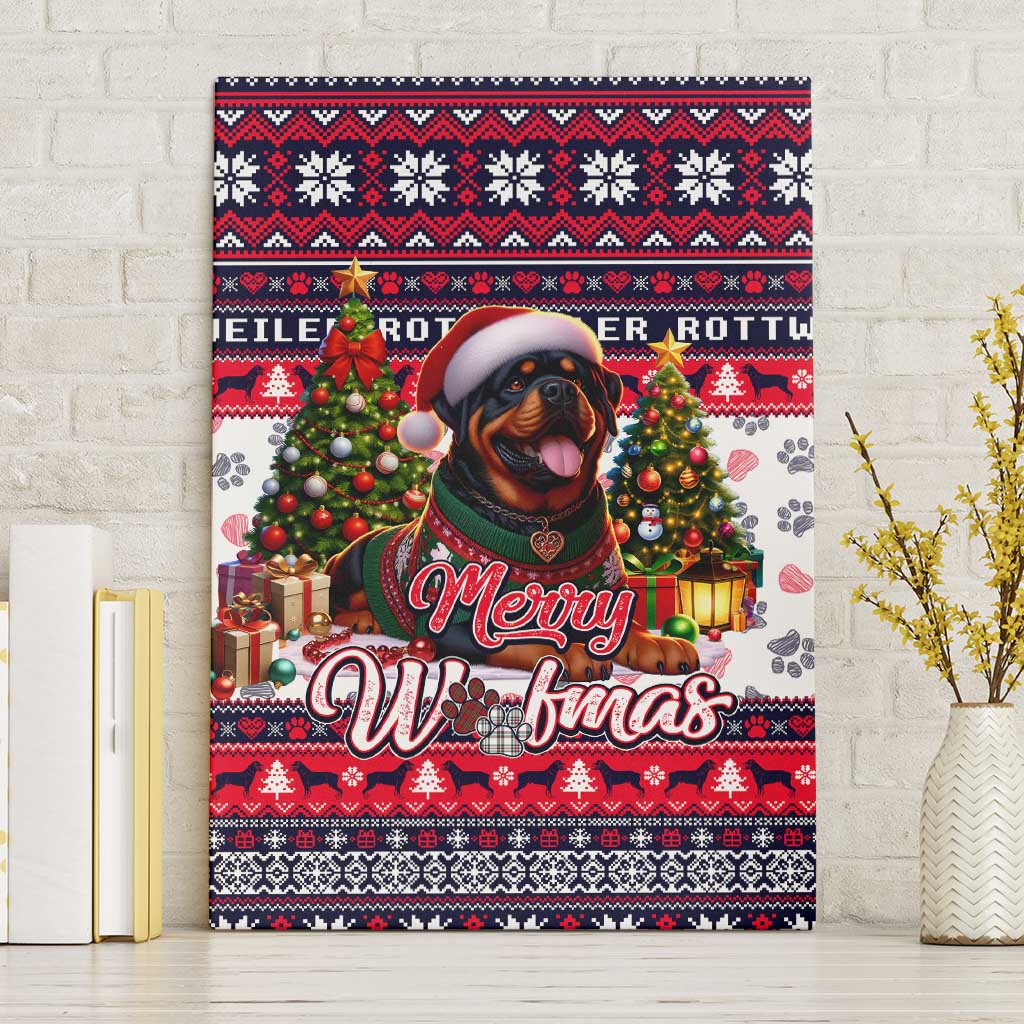 Rottweiler Merry Woofmas Canvas Wall Art Christmas Dog Art Style - Wonder Print Shop