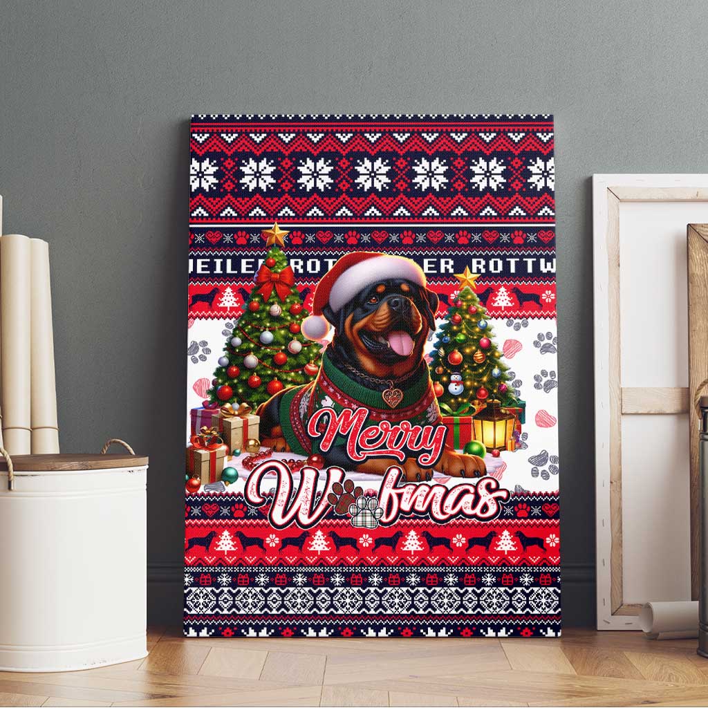 Rottweiler Merry Woofmas Canvas Wall Art Christmas Dog Art Style - Wonder Print Shop