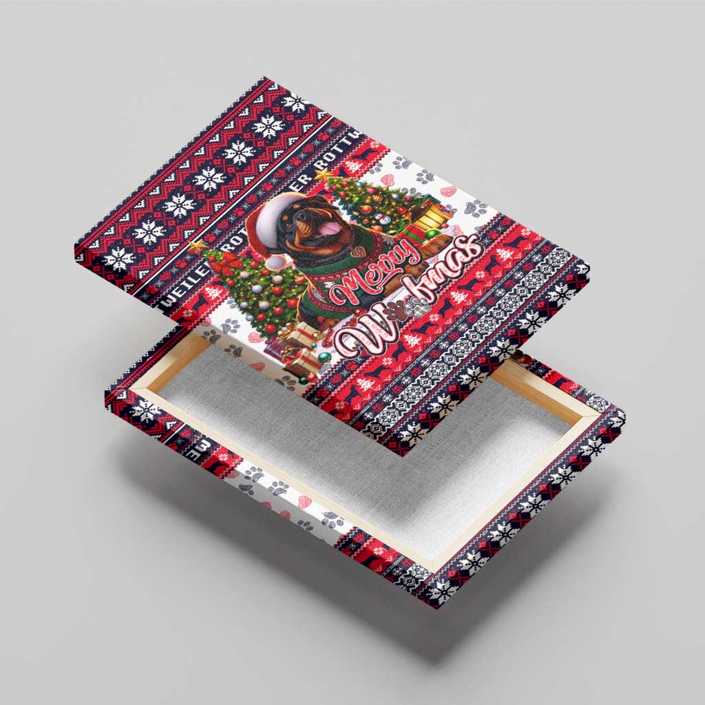 Rottweiler Merry Woofmas Canvas Wall Art Christmas Dog Art Style - Wonder Print Shop