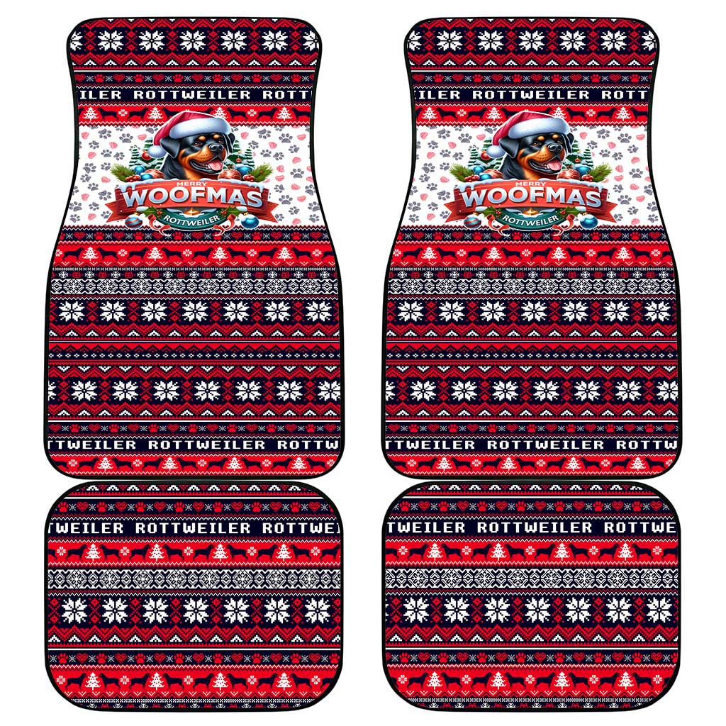 Rottweiler Merry Woofmas Car Mats Christmas Dog Art Style - Wonder Print Shop