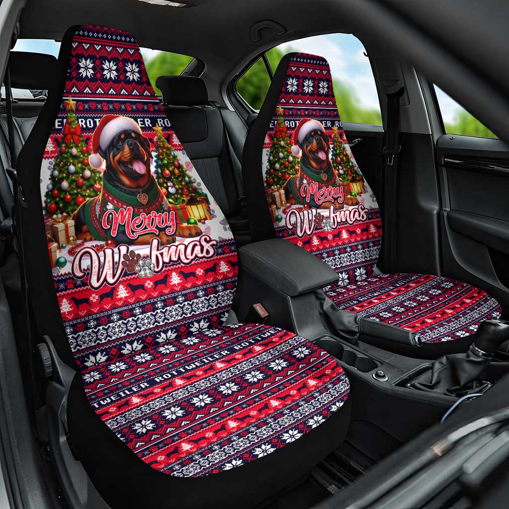 Rottweiler Merry Woofmas Car Seat Cover Christmas Dog Art Style - Wonder Print Shop