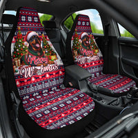 Rottweiler Merry Woofmas Car Seat Cover Christmas Dog Art Style - Wonder Print Shop