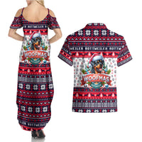 Rottweiler Merry Woofmas Couples Matching Summer Maxi Dress and Hawaiian Shirt Christmas Dog Art Style - Wonder Print Shop