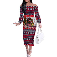 Rottweiler Merry Woofmas Family Matching Off The Shoulder Long Sleeve Dress and Hawaiian Shirt Christmas Dog Art Style - Wonder Print Shop