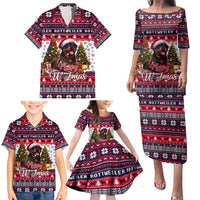 Rottweiler Merry Woofmas Family Matching Puletasi and Hawaiian Shirt Christmas Dog Art Style - Wonder Print Shop