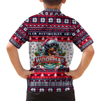 Rottweiler Merry Woofmas Family Matching Short Sleeve Bodycon Dress and Hawaiian Shirt Christmas Dog Art Style - Wonder Print Shop