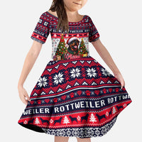 Rottweiler Merry Woofmas Family Matching Short Sleeve Bodycon Dress and Hawaiian Shirt Christmas Dog Art Style - Wonder Print Shop