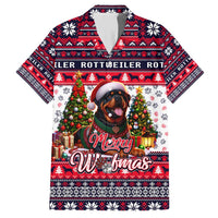 Rottweiler Merry Woofmas Family Matching Short Sleeve Bodycon Dress and Hawaiian Shirt Christmas Dog Art Style - Wonder Print Shop