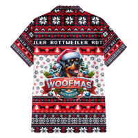 Rottweiler Merry Woofmas Family Matching Short Sleeve Bodycon Dress and Hawaiian Shirt Christmas Dog Art Style - Wonder Print Shop