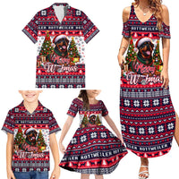 Rottweiler Merry Woofmas Family Matching Summer Maxi Dress and Hawaiian Shirt Christmas Dog Art Style - Wonder Print Shop