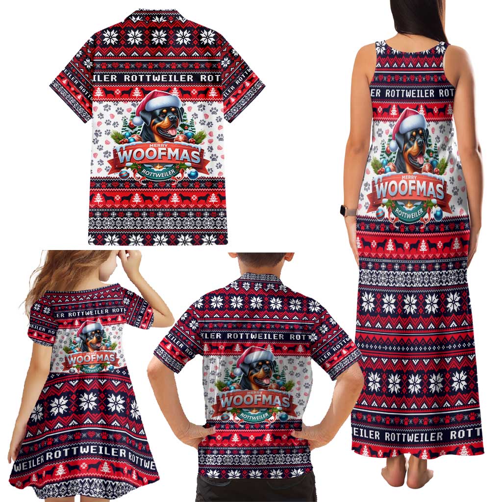 Rottweiler Merry Woofmas Family Matching Tank Maxi Dress and Hawaiian Shirt Christmas Dog Art Style - Wonder Print Shop