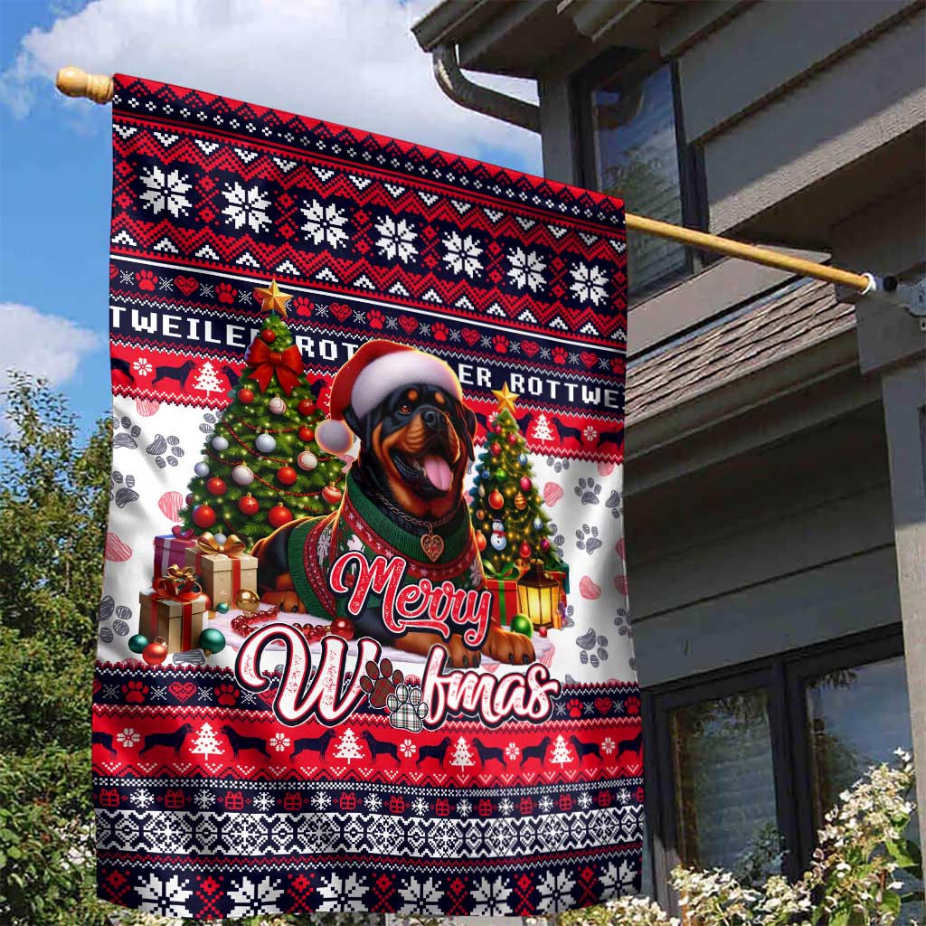 Rottweiler Merry Woofmas Garden Flag Christmas Dog Art Style - Wonder Print Shop