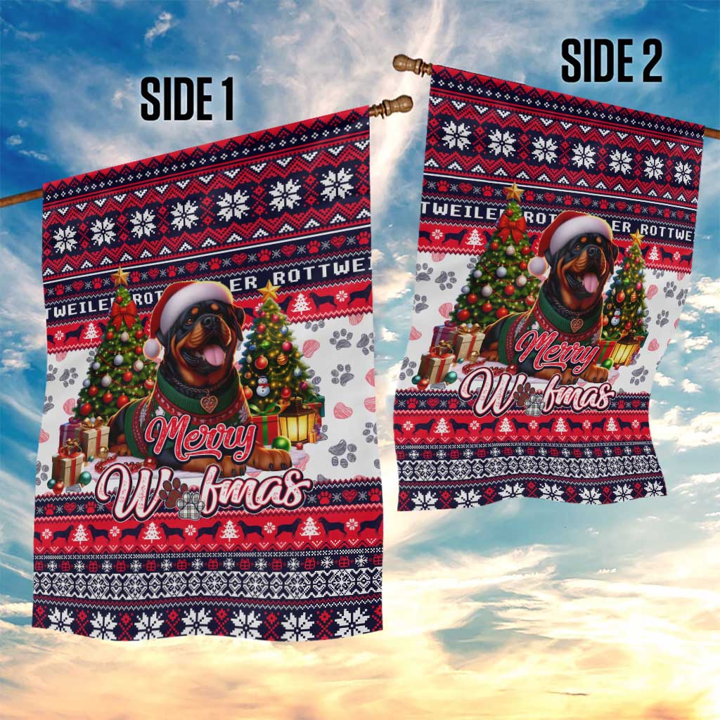 Rottweiler Merry Woofmas Garden Flag Christmas Dog Art Style - Wonder Print Shop