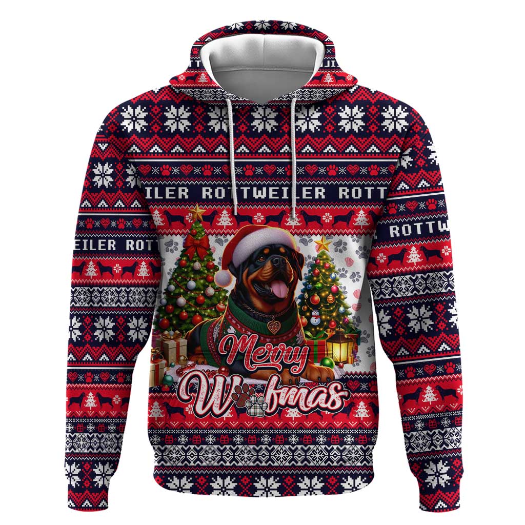 Rottweiler Merry Woofmas Hoodie Christmas Dog Art Style - Wonder Print Shop