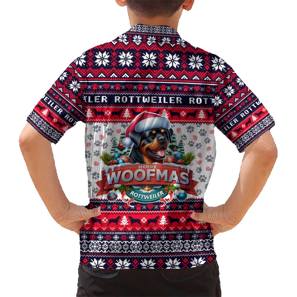 Rottweiler Merry Woofmas Kid Hawaiian Shirt Christmas Dog Art Style - Wonder Print Shop