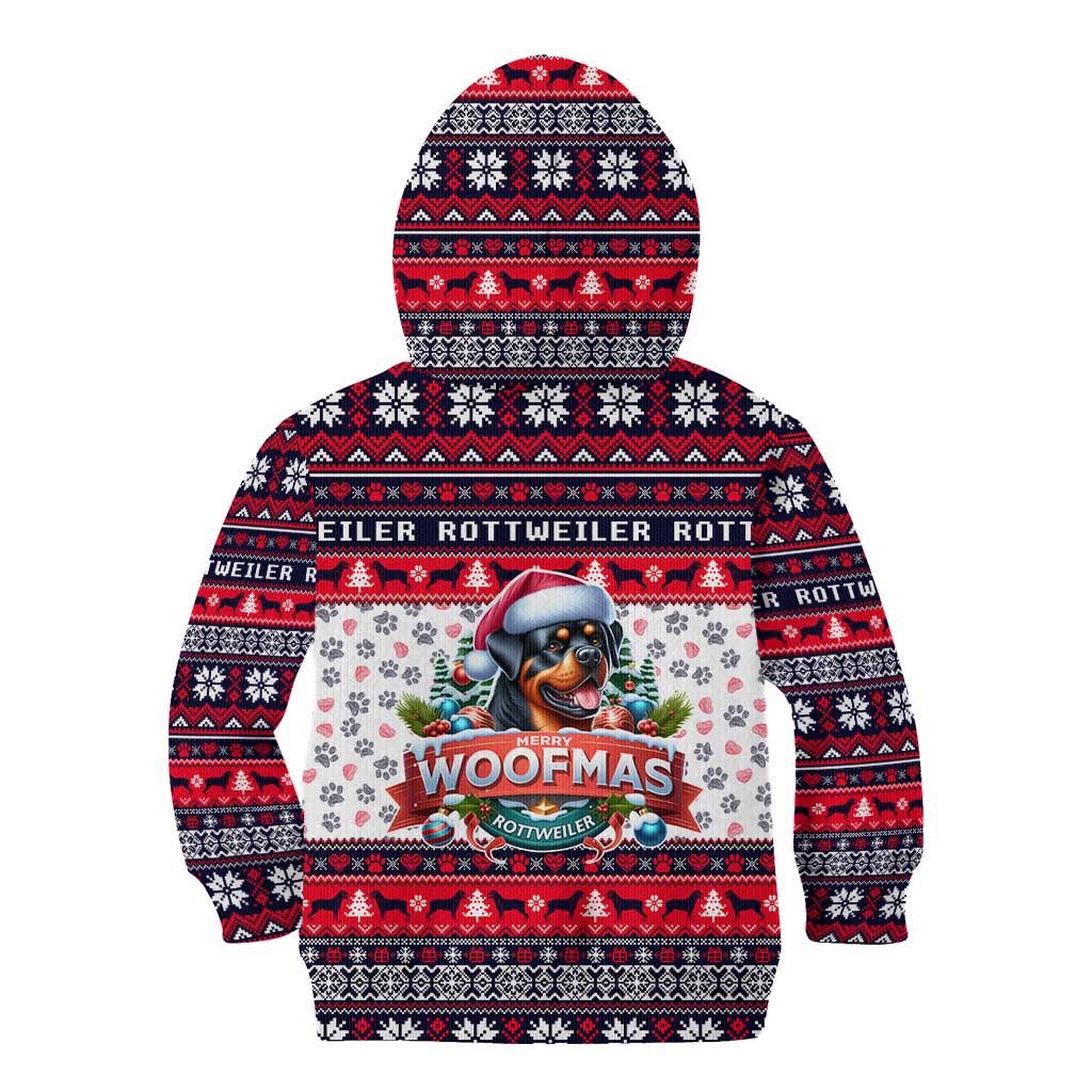 Rottweiler Merry Woofmas Kid Hoodie Christmas Dog Art Style - Wonder Print Shop