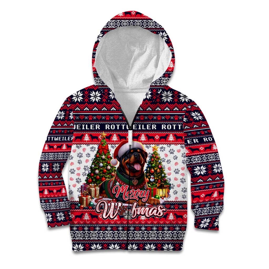 Rottweiler Merry Woofmas Kid Hoodie Christmas Dog Art Style - Wonder Print Shop