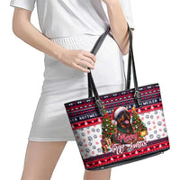 Rottweiler Merry Woofmas Leather Tote Bag Christmas Dog Art Style - Wonder Print Shop