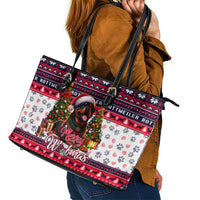 Rottweiler Merry Woofmas Leather Tote Bag Christmas Dog Art Style - Wonder Print Shop