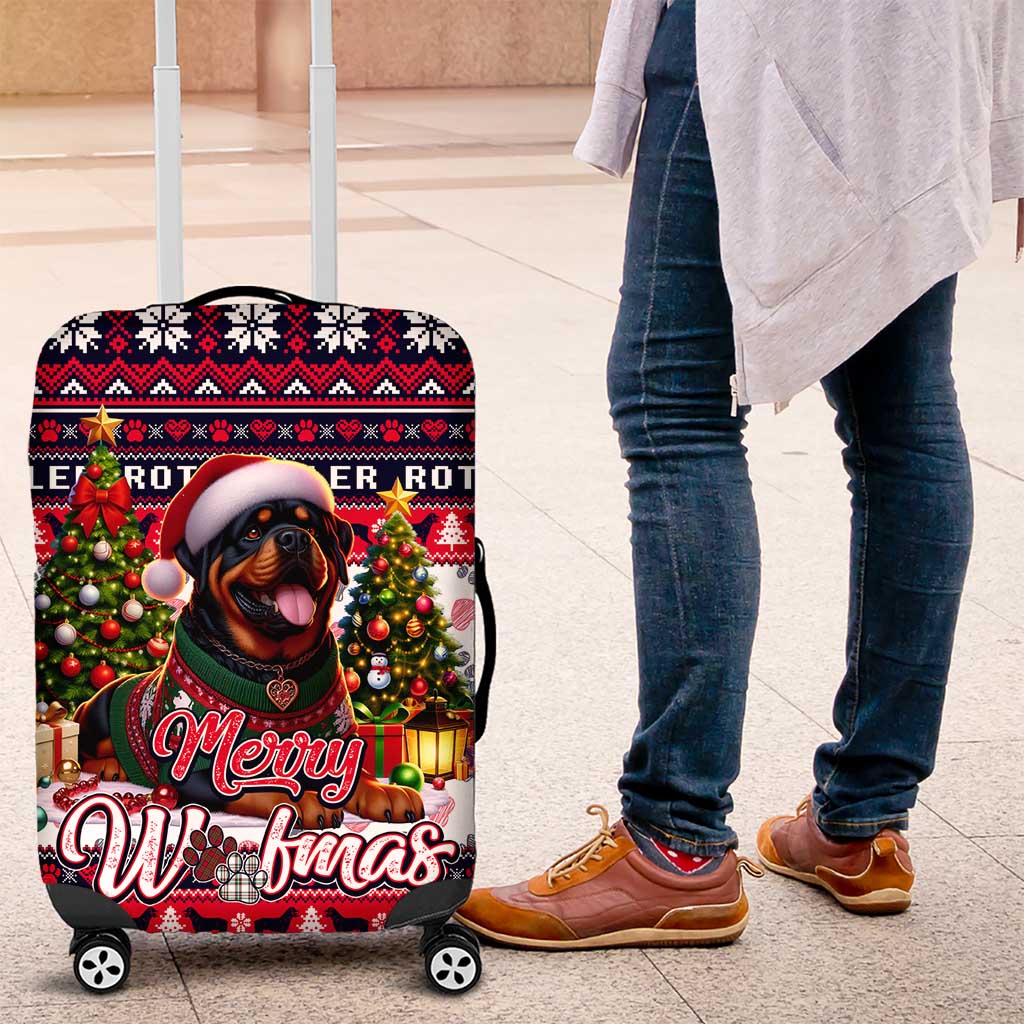 Rottweiler Merry Woofmas Luggage Cover Christmas Dog Art Style - Wonder Print Shop